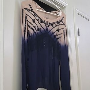 Buckle Daytrip ombre long sleeve top with beads and embroidery embellishments.